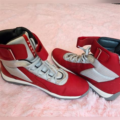 prada punta ala high top|$650, Prada Punta Ala High Top Sneaker Red .